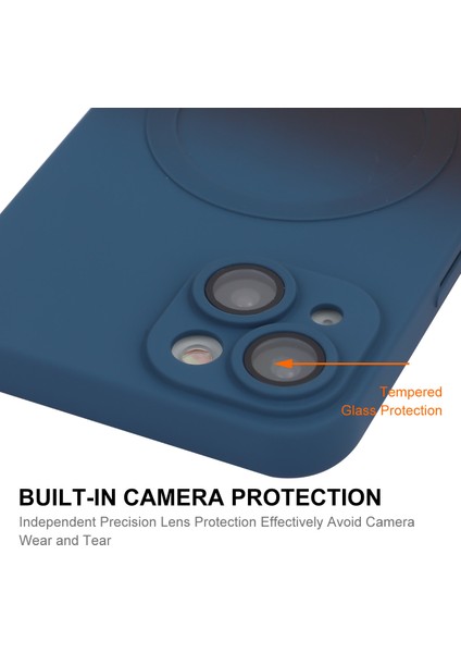 Apple iPhone 13 Manyetik Telefon Kasası Temperli Cam Lens Koruyucu-Mor+Mavi Için (Yurt Dışından)
