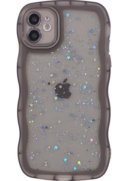 Apple iPhone 11 Için Jtw Serisi Tpu Case Glitter Stars Wavy Edge Koruyucu Telefon Kapak Black (Yurt Dışından)