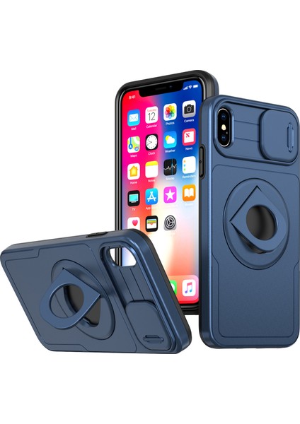 Apple iPhone Xs Max Telefon Kılıfı Tpu+Pc Manyetik Kapak Kamera Koruma Mavisi (Yurt Dışından)
