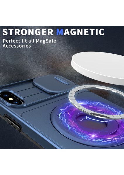 Apple iPhone Xs Max Telefon Kılıfı Tpu+Pc Manyetik Kapak Kamera Koruma Mavisi (Yurt Dışından)