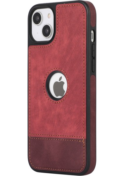 Apple iPhone 14 Kılıfı Için Pu Deri Ekleme Pus Deri+Tpu Telefon Kabuğu Logo View Pencere Kırmızısı (Yurt Dışından) fiyatları