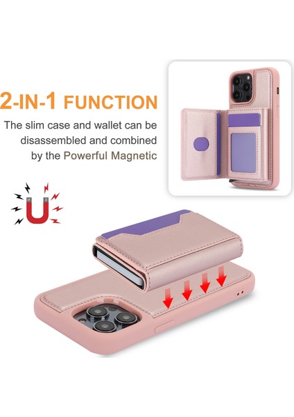 Apple iPhone 13 Pro Vasal Kart Tutucu Slotları Kickstand Koruyucu Telefon Kapağı-Rose Gold Için (Yurt Dışından)