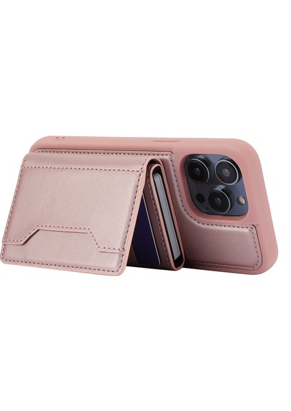 Apple iPhone 13 Pro Vasal Kart Tutucu Slotları Kickstand Koruyucu Telefon Kapağı-Rose Gold Için (Yurt Dışından)