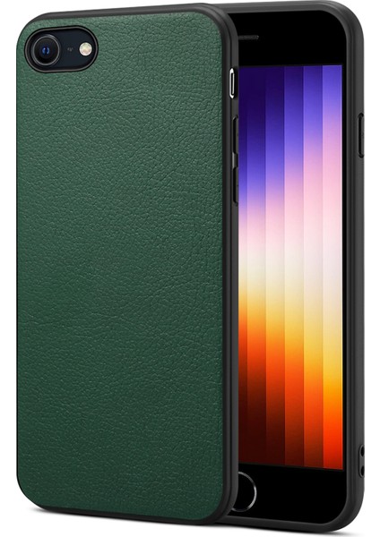 Apple iPhone 7 4.7 Inç/8 4.7 Inç Cep Telefonu Kılıf Buzağı Dokusu Pc+Tpu+Pu Deri Kapak Yeşili (Yurt Dışından)