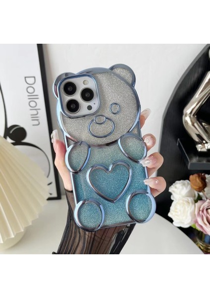 Apple iPhone 13 Pro Bear Telefon Kasası Yumuşak Tpu Net Parıltı Kapak-Mavi (Yurt Dışından)