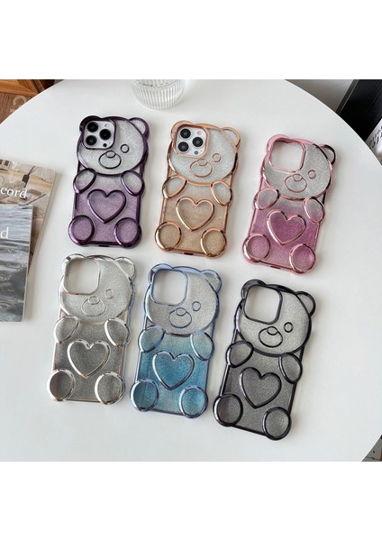 Apple iPhone 13 Pro Bear Telefon Kasası Yumuşak Tpu Net Parıltı Kapak-Mavi (Yurt Dışından)