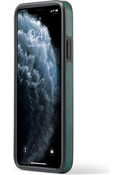 Apple iPhone 11 Pro Max Için Case Deri Kaplama Telefon Kapağı Kablosuz Şarj Yeşil (Yurt Dışından)