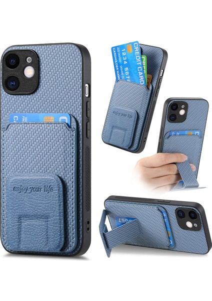 Apple iPhone 11 Için C1-11 Kickstand Karbon Fiber Doku Akıllı Telefon Kapak Blue (Yurt Dışından)