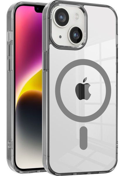 Apple iPhone 14 Plus Clear Case Pc+Tpu Telefon Kapağı Magsafe-Grey ile Uyumlu (Yurt Dışından)