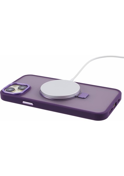 Apple iPhone 14 Plus Kılıfı Için Magsafe Cilt Touch Kickstand Tpu+Pc Telefon Shell-Dark Mor ile Uyumlu (Yurt Dışından)