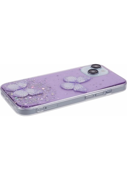 Apple iPhone 14 Case Için Sparkle Epoxy Kelebek Dekor Tpu+Pvc Telefon Geri Kabuk-Doğru (Yurt Dışından) fırsatları