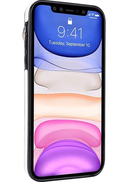 Apple iPhone 11 Için Pleated Wristband Kickstand Pu Deri Kaplamalı Tpu Kapak-Beyaz (Yurt Dışından)