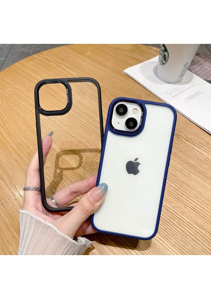 Apple iPhone 14 Plus Için Case Telefon Metal Lens Çerçeve Yumru Kanıtı Tpu+Pc Kapak-Translucent (Yurt Dışından)