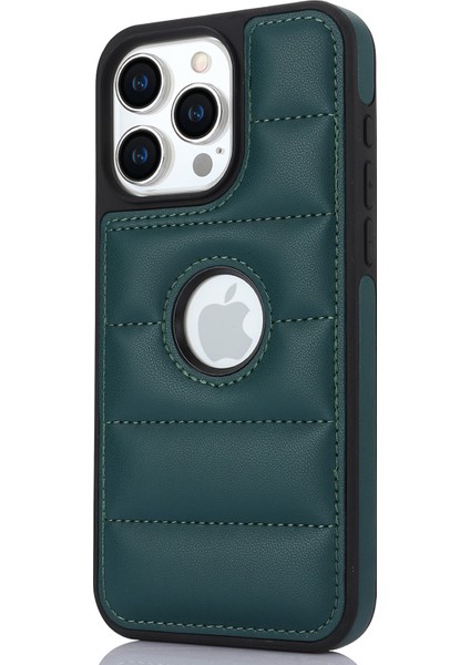 Apple iPhone 13 Pro Max Için 6.7 Inç Kapak Logosu Deri Kaplamalı Tpu Cep Telefonu Vaka-Yeşil Görüntüleyin (Yurt Dışından)