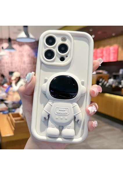 3D Astronot Kickstand-White ile Apple iPhone 14 Pro Yumuşak Silikon Şok Geçirmez Kapak (Yurt Dışından)
