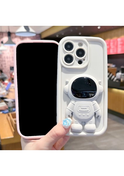 3D Astronot Kickstand-White ile Apple iPhone 14 Pro Yumuşak Silikon Şok Geçirmez Kapak (Yurt Dışından)