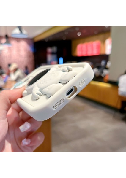 3D Astronot Kickstand-White ile Apple iPhone 14 Pro Yumuşak Silikon Şok Geçirmez Kapak (Yurt Dışından)