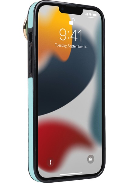Apple iPhone 13 Pro Cep Telefonu Kılıfı Pileli Bileklik Pu Deri Kaplamalı Tpu Kapak Mavisi (Yurt Dışından)