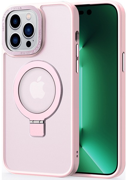 Apple iPhone 15 Pro Magnetic Telefon Kılıfı Tpu+Pc Kickstand Mat Kapak Magsafe-Pink ile Uyumlu (Yurt Dışından)