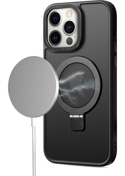 Apple iPhone 15 Pro Magnetic Telefon Kılıfı Tpu+Pc Kickstand Mat Kapak Magsafe-Pink ile Uyumlu (Yurt Dışından)