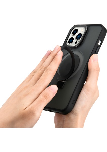Apple iPhone 15 Pro Magnetic Telefon Kılıfı Tpu+Pc Kickstand Mat Kapak Magsafe-Pink ile Uyumlu (Yurt Dışından)