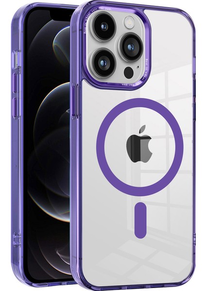 Apple iPhone 12/12 Pro Magnicy Telefon Kılıfı Şeffaf Pc+Tpu Kapağı Magsafe-Purple ile Uyumlu (Yurt Dışından)