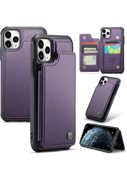Apple iPhone 11 Pro Max Case Rfıd Engelleme Glossy Pu Deri Telefon Koruyucu-Morası (Yurt Dışından)
