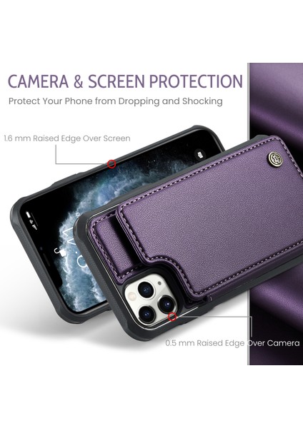 Apple iPhone 11 Pro Max Case Rfıd Engelleme Glossy Pu Deri Telefon Koruyucu-Morası (Yurt Dışından)