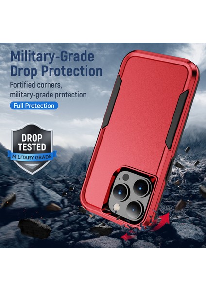Apple iPhone 15 Pro Max Anti Drop Back Cover Shockproof Pc+Tpu Telefon Kasası-Red+Siyah (Yurt Dışından)