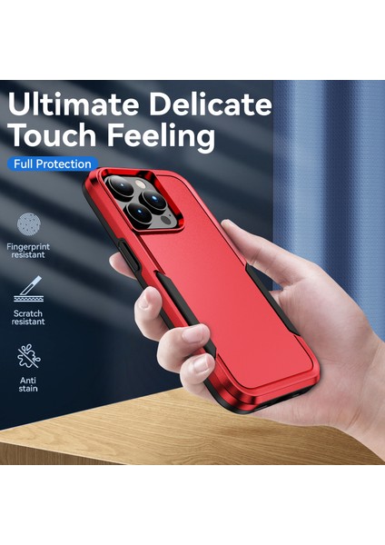 Apple iPhone 15 Pro Max Anti Drop Back Cover Shockproof Pc+Tpu Telefon Kasası-Red+Siyah (Yurt Dışından)