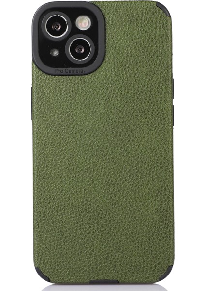 Apple iPhone 13 Case Anti-Cratch Pu Deri+Tpu Telefon Geri Kapak Yeşil (Yurt Dışından)
