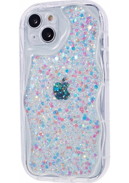 Apple Apple iPhone 13 Case Epoxy Telefon Kapağı Için Jtw Serisi Glitter Sequins Decor-White (Yurt Dışından)