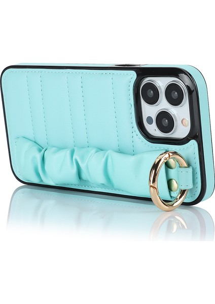 Apple iPhone 12 Pro Max Maksimum Pileli Bileklik Pu Deri+Tpu Cep Telefonu Kılıf Mavisi (Yurt Dışından)