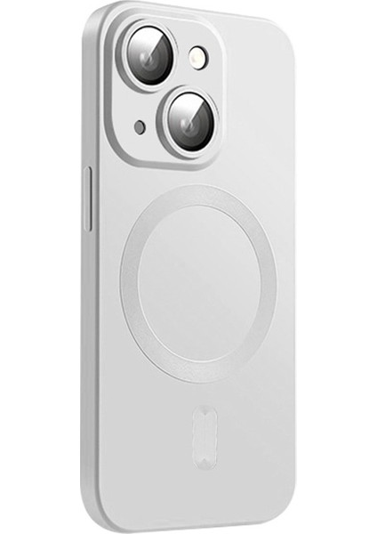 Apple iPhone 14 Plus Case Tpu Kabuğu Magnetic Mat Telefon Kapağı Lens Film Silver ile (Yurt Dışından)