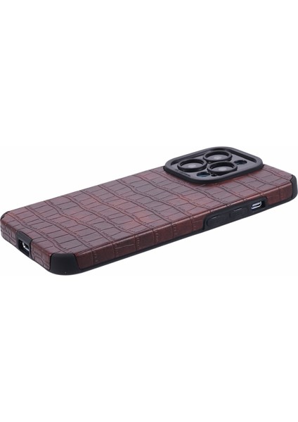 Apple iPhone 13 Pro Case Pu Deri+Tpu Timsah Doku Doku Bump Geçirmez Telefon Kapak-Kırmızı (Yurt Dışından)