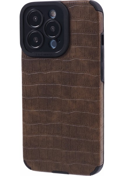 Apple iPhone 13 Pro Case Pu Derisi+Tpu Timsah Doku Doku Bump Geçirmez Telefon Kapak-Kahverengi (Yurt Dışından)