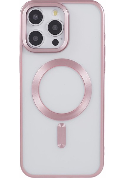 Apple iPhone 13 Pro 6.1 Inç Kasa Mat Yumuşak Tpu Manyetik Telefon Kapağı Magsafe-Pink ile Uyumlu (Yurt Dışından)