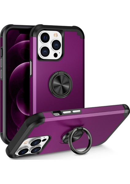 Apple iPhone 12/12 Pro Bırak-Kötü Kılıf Pc+Tpu Telefon Kapağı Parmak Yüzük Tutucu-Dark Mor ile (Yurt Dışından)