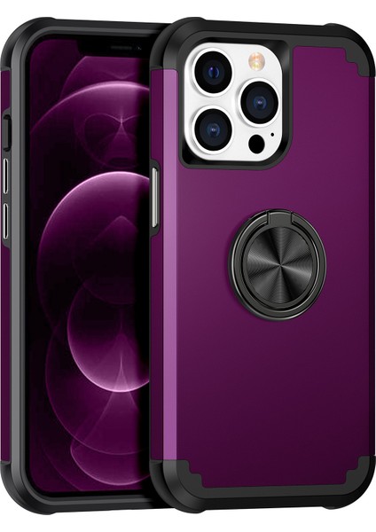 Apple iPhone 12/12 Pro Bırak-Kötü Kılıf Pc+Tpu Telefon Kapağı Parmak Yüzük Tutucu-Dark Mor ile (Yurt Dışından)