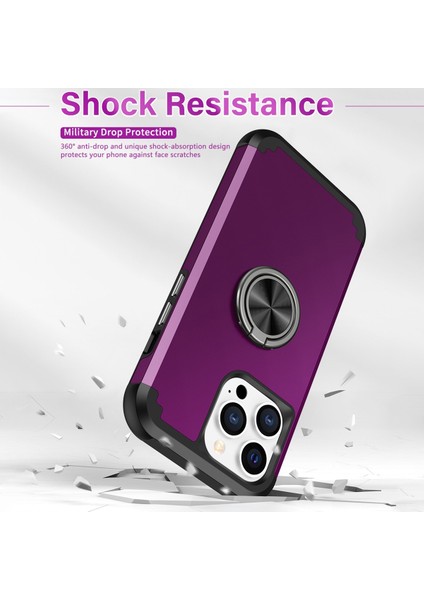 Apple iPhone 12/12 Pro Bırak-Kötü Kılıf Pc+Tpu Telefon Kapağı Parmak Yüzük Tutucu-Dark Mor ile (Yurt Dışından)