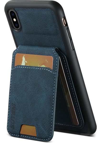 Apple iPhone X/xs Için 5.8 Inç Litchi Doku Kılıf Pu Deri+Tpu Dikey Flip Telefon Kapak-Mavi (Yurt Dışından)