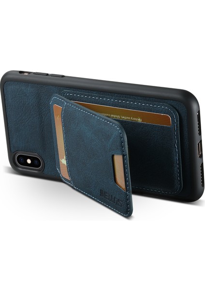 Apple iPhone X/xs Için 5.8 Inç Litchi Doku Kılıf Pu Deri+Tpu Dikey Flip Telefon Kapak-Mavi (Yurt Dışından)