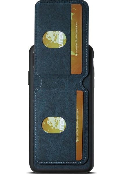 Apple iPhone X/xs Için 5.8 Inç Litchi Doku Kılıf Pu Deri+Tpu Dikey Flip Telefon Kapak-Mavi (Yurt Dışından)