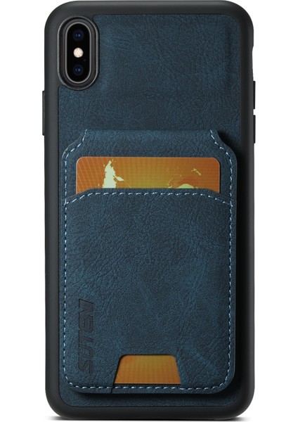 Apple iPhone X/xs Için 5.8 Inç Litchi Doku Kılıf Pu Deri+Tpu Dikey Flip Telefon Kapak-Mavi (Yurt Dışından)