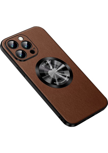 Apple iPhone 13 Pro 6.1 Inç Anti-Drop Telefon Kapağı Magsafe Cowhide Doku ile Uyumlu Pu Deri Kaplamalı Tpu Case-Brown (Yurt Dışından)