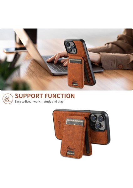 Apple iPhone 12/12 Pro Phone Case Kickstand Manyetik Çıkarılabilir Kapak-Khaki Için (Yurt Dışından)