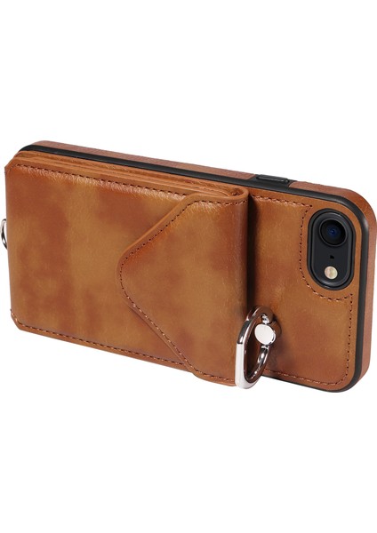 Apple iPhone 7/8 Case Pu Deri Kart Yuvaları Crossbody Telefon Kapak Kılıfı (Yurt Dışından) modelleri