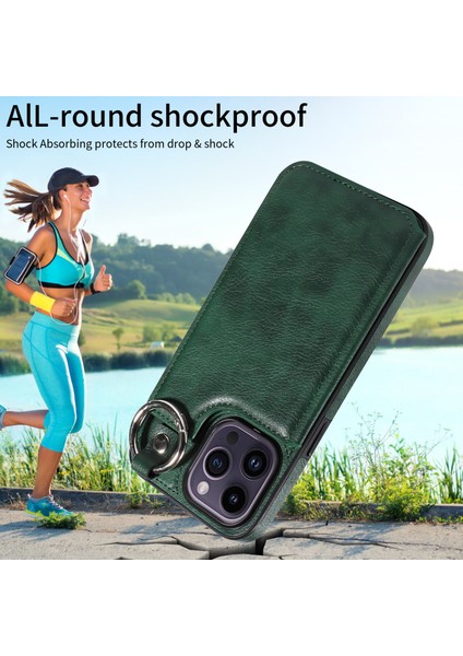Apple iPhone 14 Pro Case Bırak Damalı Pu Deri+Tpu Telefon Kapağı Kickstand Shell-Yeşil (Yurt Dışından) indirimleri