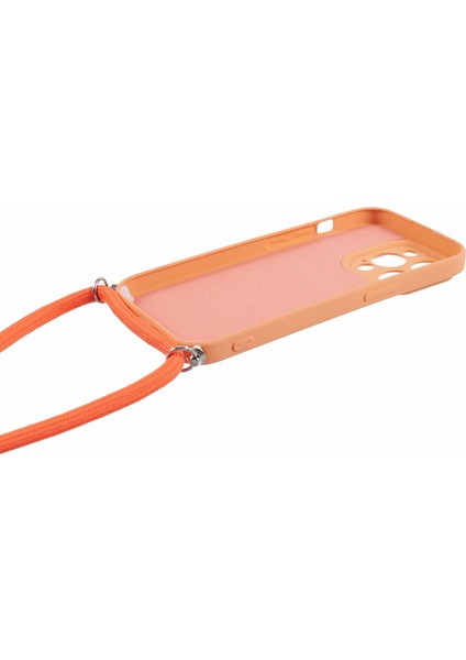 Apple iPhone 14 Pro Case Için Long Lanyard-Orange ile Ka Yumuşak Tpu Fiber Astar Telefon Kapağı (Yurt Dışından)