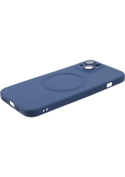 Apple iPhone 14 Plus Artı Manyetik Kasa Için Magsafe Sıvı Silikon Telefon Kapağı ile Uyumlu Kamera Lens Koruyucu-Orta Gece Mavi ile (Yurt Dışından) modelleri